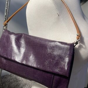 Kenneth Cole Genuine Leather Purse Purple Shoulder bag magnetic closure